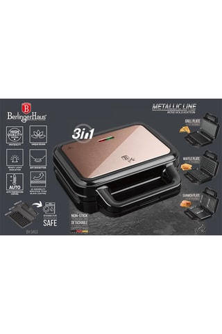 Appareil à sandwich 3-en-1 Metallic Line Rose Gold Edition