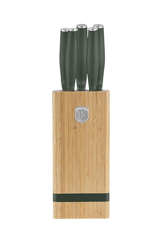 Bloc de 5 pièces en acier inoxydable et bambou Matte Green 