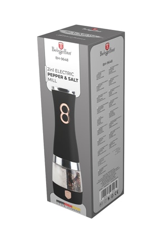 Moulin à poivre et à sel électrique 2 en 1 en acier inoxydable et céramique Black Rose