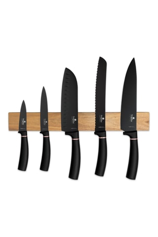 Bloc de 5 pièces en acier inoxydable et acacia Black Rose