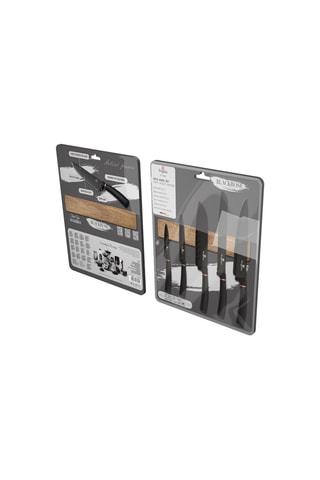 Bloc de 5 pièces en acier inoxydable et acacia Black Rose