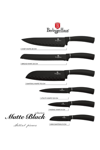 6 couteaux en acier inoxydable Matte Black