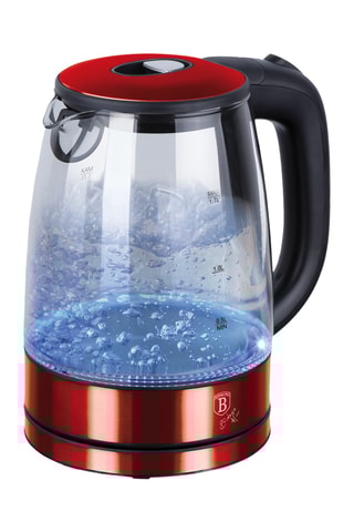 Bouilloire sans fil LED en verre borosilicate et acier inoxydable Metallic Line - 1,7 l - 1850 - 2200 W