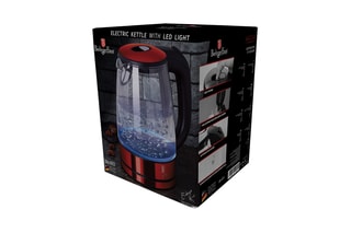 Bouilloire sans fil LED en verre borosilicate et acier inoxydable Metallic Line - 1,7 l - 1850 - 2200 W