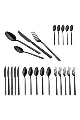 Ménagère en acier inoxydable Matte Black – 24 pièces