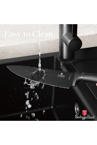 5 couteaux en acier inoxydable et planche à découper en bambou Matte Black