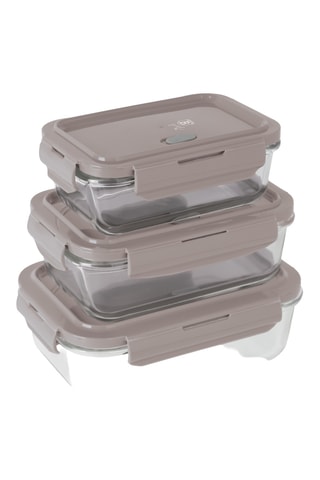 3 boîtes à lunch en verre boroscilicate Taupe Collection -  570/840 ml/1180 ml