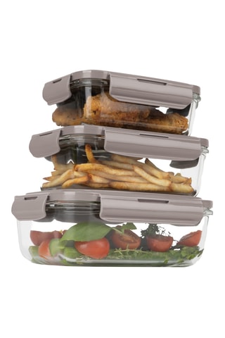 3 boîtes à lunch en verre boroscilicate Taupe Collection -  570/840 ml/1180 ml