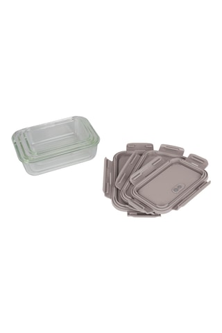 3 boîtes à lunch en verre boroscilicate Taupe Collection -  570/840 ml/1180 ml
