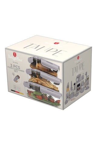 3 boîtes à lunch en verre boroscilicate Taupe Collection -  570/840 ml/1180 ml