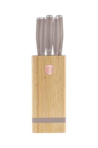 Bloc 5 pièces en acier inoxydable et bambou Taupe Collection
