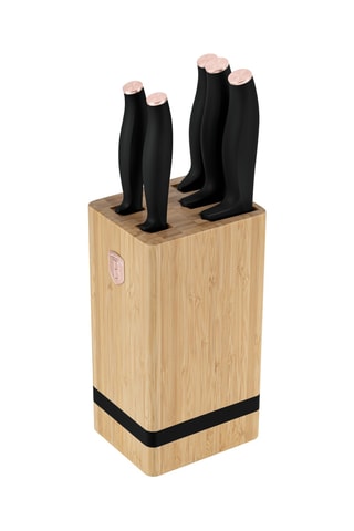 Bloc de 5 pièces en bambou et acier inoxydable Black Rose