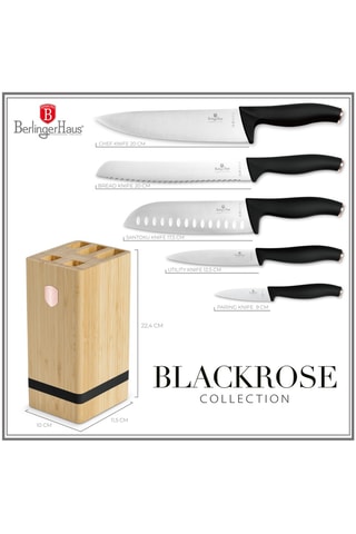 Bloc de 5 pièces en bambou et acier inoxydable Black Rose