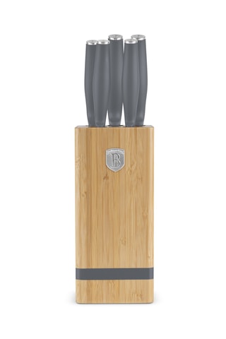 Bloc de 5 pièces en acier inoxydable et bambou Aspen