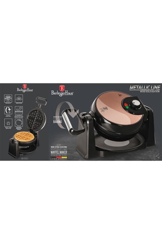 Gaufrier rotatif revêtement titane Metallic Line Rose Gold - 1000 W - 4 gaufres