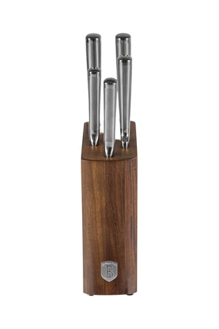 Bloc de 5 pièces en acier inoxydable et bois d’acacia Black Vantage