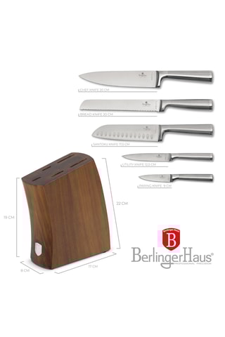 Bloc de 5 pièces en acier inoxydable et bois d’acacia Black Vantage