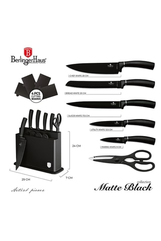 Bloc de 10 pièces en acier inoxydable Matte Black