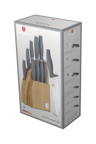 Bloc de 9 pièces en acier inoxydable et bambou Aspen