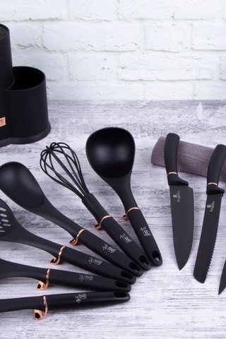 11 ustensiles de cuisine en acier inoxydable et revêtement titane Black Rose