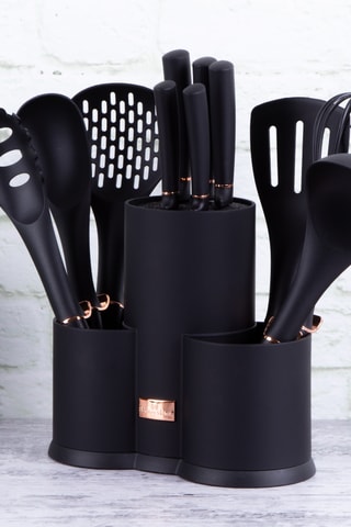 11 ustensiles de cuisine en acier inoxydable et revêtement titane Black Rose