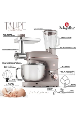 Robot de cuisine multifonctions 4-en-1 Taupe – 1500 W – 6 vitesses