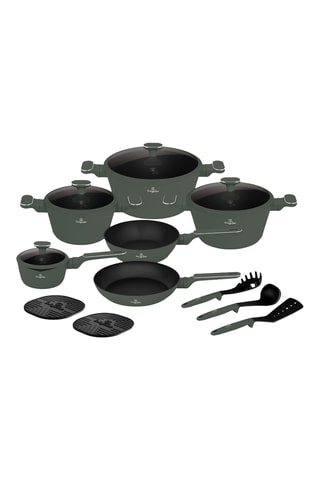 Batterie de cuisine Matte Green – 15 pièces