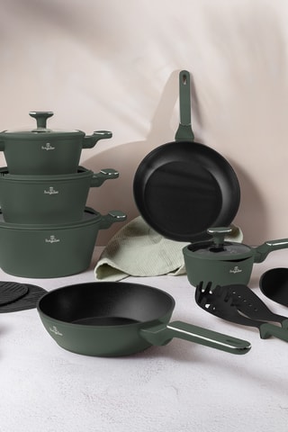 Batterie de cuisine Matte Green – 15 pièces