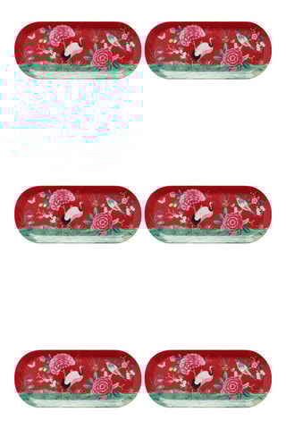 6 plateaux à gâteaux en porcelaine Blushing Birds - 33 x 15 cm