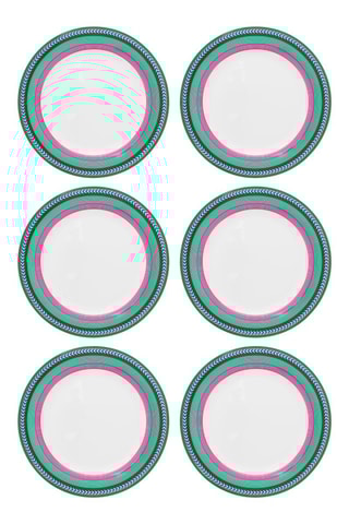 6 assiettes à dessert en porcelaine Chique  Stripes - 23 cm