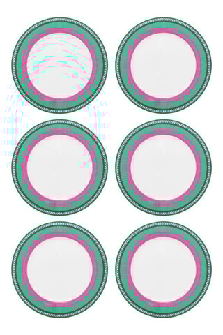 6 assiettes plates en porcelaine Chique Stripes - 28 cm