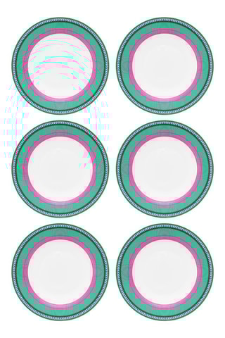 6 assiettes creuses en porcelaine Chique  Stripes - 23,5 cm
