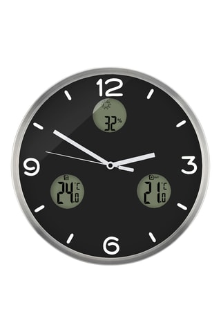 Klok - 30 cm - Zwart en Zilverkleurig
