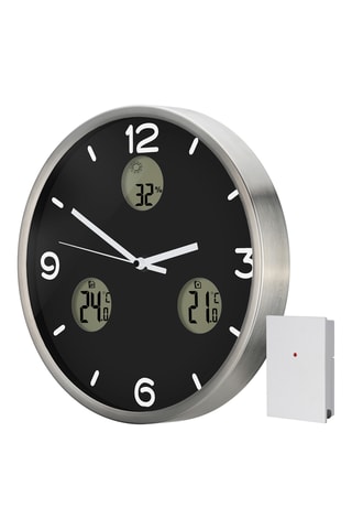Klok - 30 cm - Zwart en Zilverkleurig