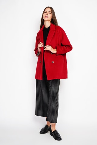 Wollen Oversized Jas - Bordeauxrood