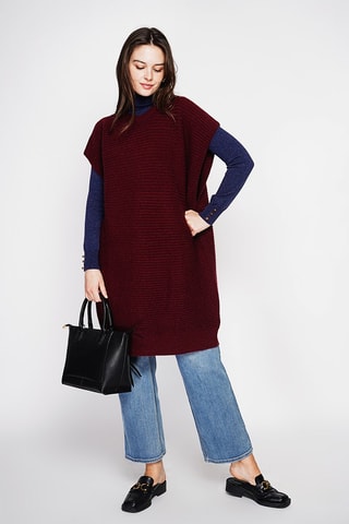 Trui-jurk oversized - Bordeauxrood