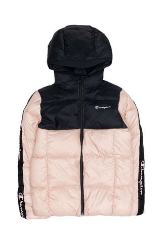 Doudoune à capuche - Rose poudré et noir