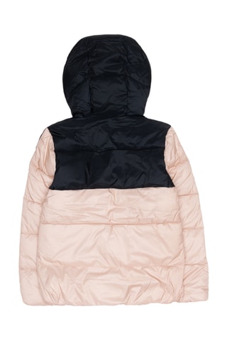Doudoune à capuche - Rose poudré et noir