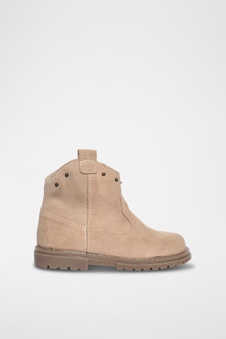 Nubuck Enkellaarzen Happy Fashion - Beige