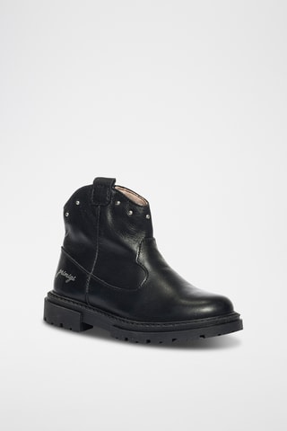 Leren Enkellaarzen Happy Fashion - Zwart