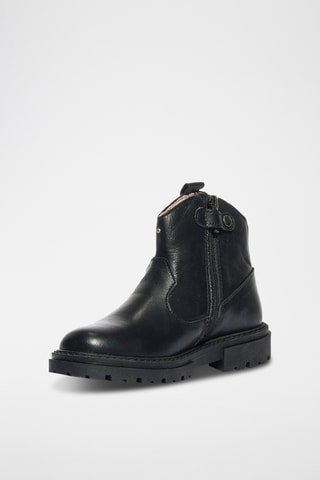Leren Enkellaarzen Happy Fashion - Zwart
