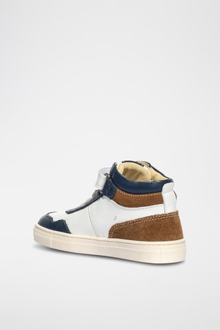 Hoge Leren Sneakers Baby Miami - Wit en Marineblauw