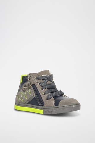 Leren Hoge Sneakers Baby Glitter - Zwart en Beige