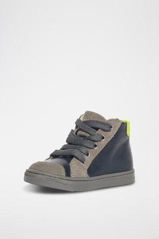 Leren Hoge Sneakers Baby Glitter - Zwart en Beige