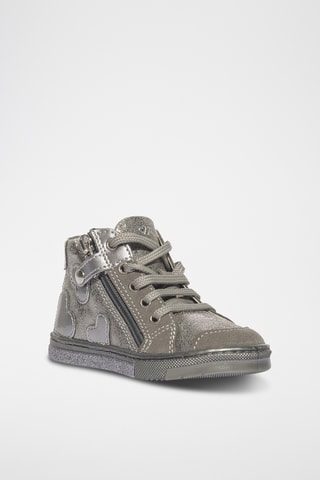Leren Hoge Sneakers Baby Glitter - Taupe