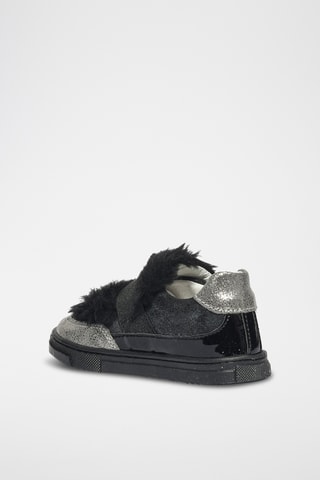 Leren Sneakers Baby Glitter - Zwart