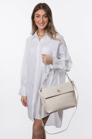 Sac bandoulière en croûte de cuir Vogue - Blanc