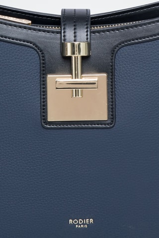 Sac porté épaule en cuir Expresso - Bleu marine