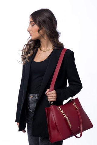 Sac porté épaule en cuir Nolian - Bordeaux