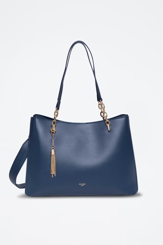 Sac porté épaule en cuir Nolian - Bleu marine